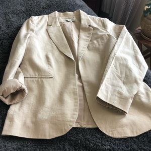 Rachel Zoe Beige Linen Cotton No Button Blazer SzL